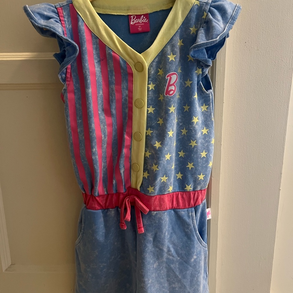 Barbie Pink and Yellow Star Romper, 4T